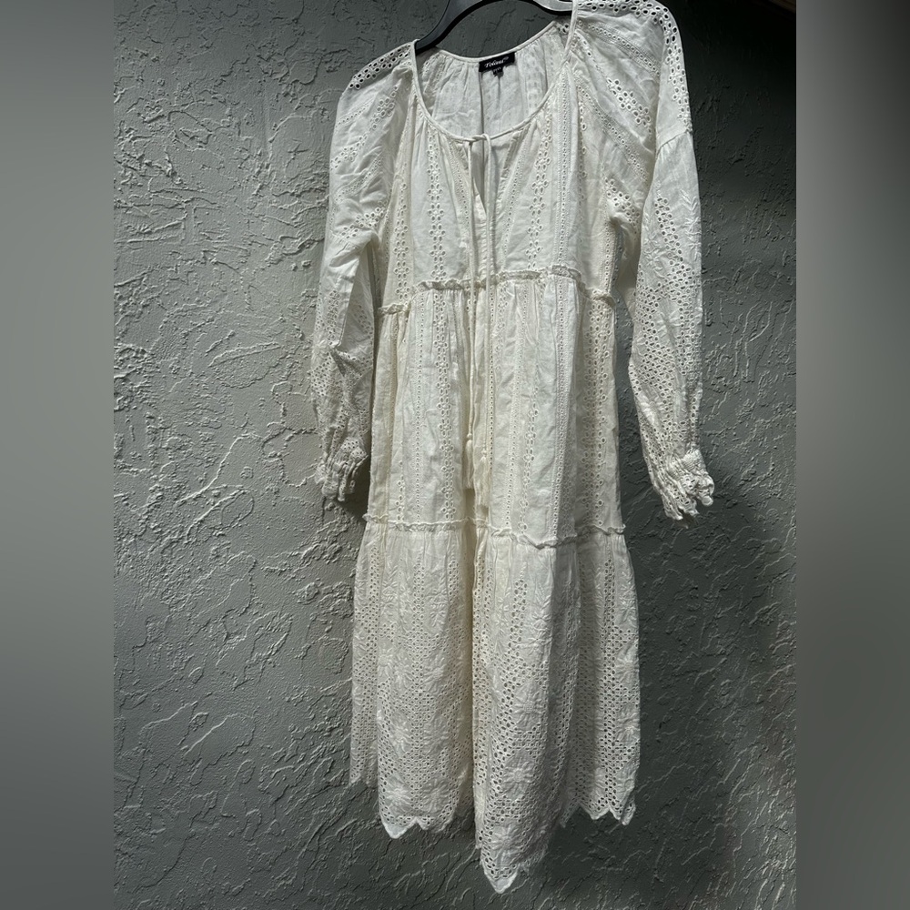 Tolani White Long Sleeve Dress